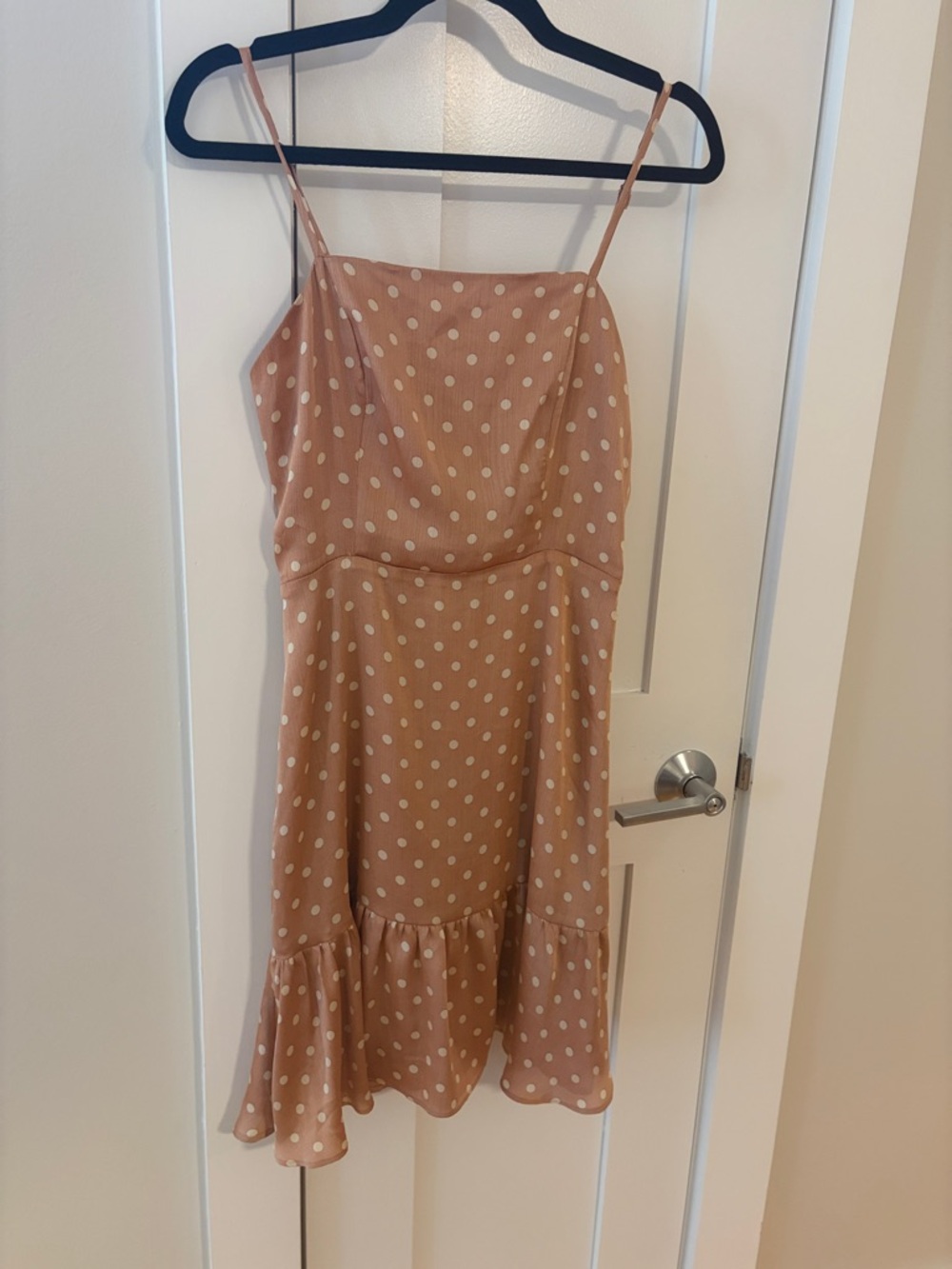 Spaghetti Strap Midi Dress in Blush Polka Dot